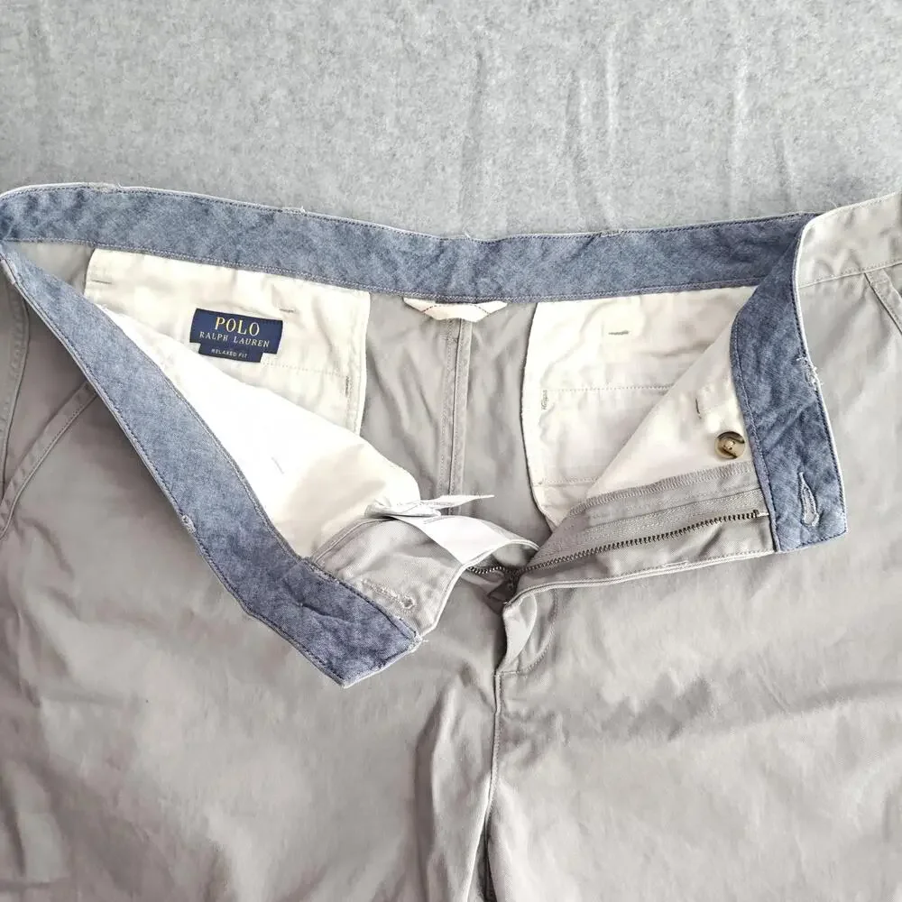 Polo Ralph Lauren Chino Shorts Mens 40 Beige Relaxed Fit Cotton Pockets Casual